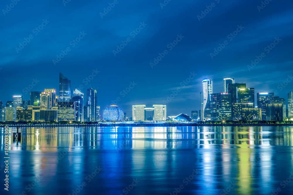 Night view of urban architectural landscape