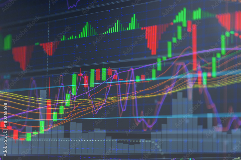 Stock chart graph for investment and business strategy prediction