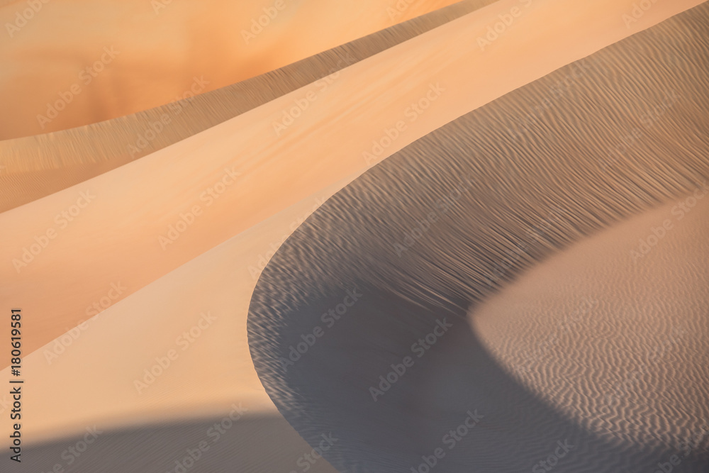 Abstract view of sand dunes in the desert.