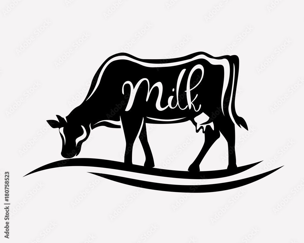 feeding cow stylized vector silhouette