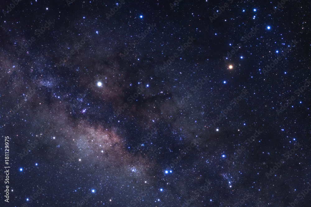 Milky way galaxy with stars and space dust in the universe, Long exposure photograph, with grain.