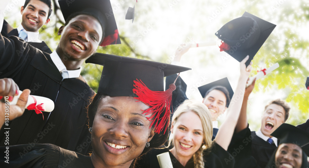 Diversity Students Graduation Success Celebration Concept