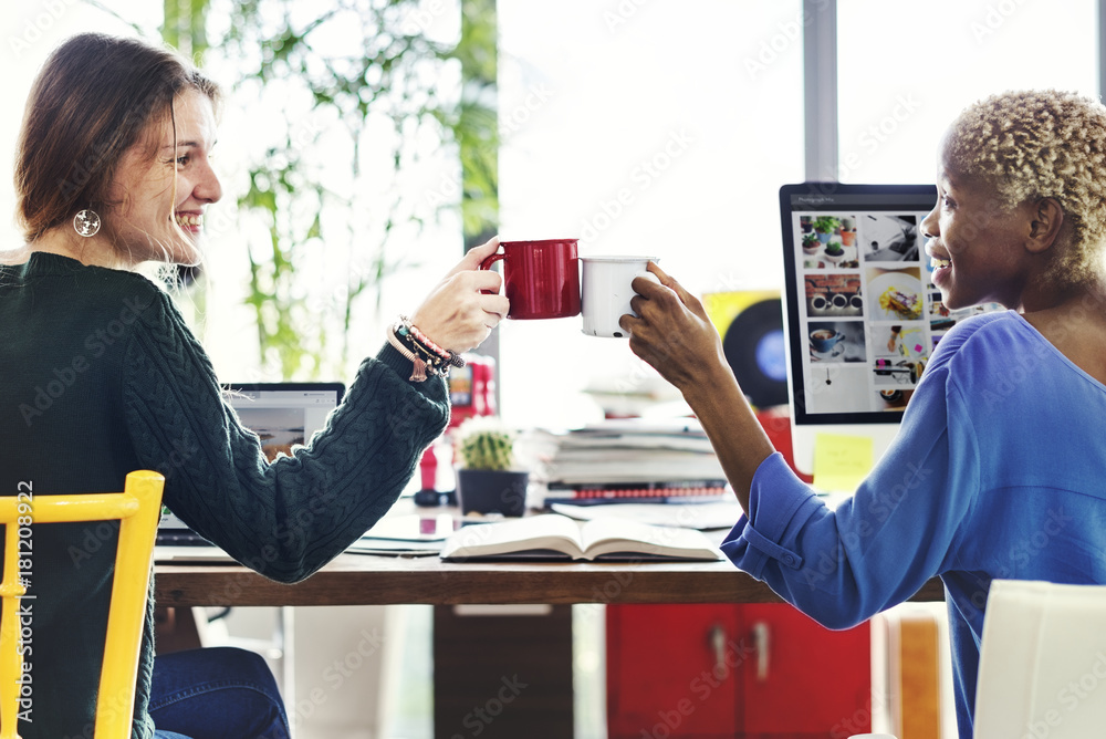 Colleagues toasting together