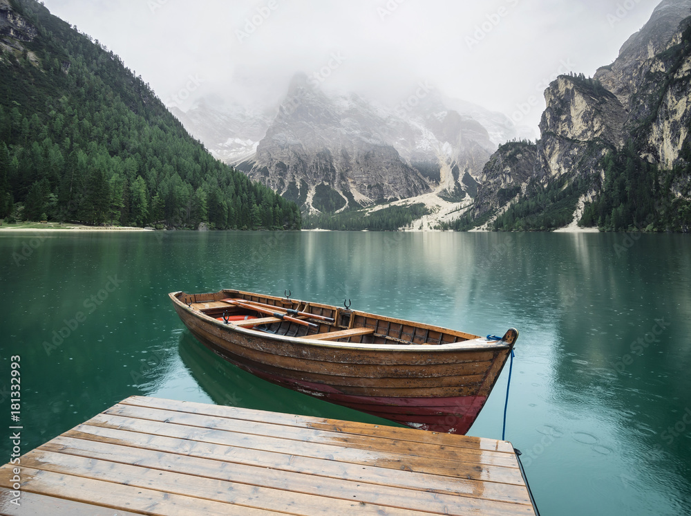 Lake in the mountain valley in the Italy. Beautiful natural landscape in the Italy mountains.