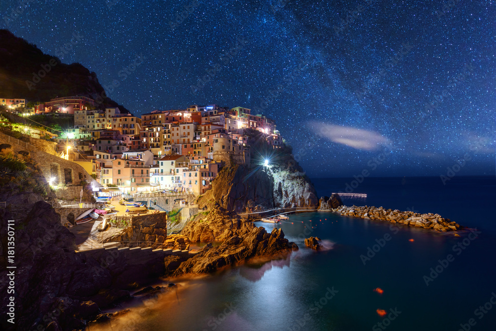 Amazing view of Manarola city at evening light