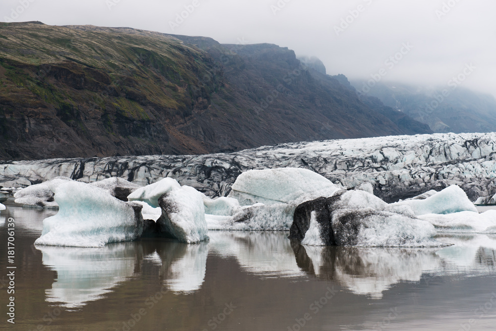 Icebergs in Fjallsarlon glacial lagoon