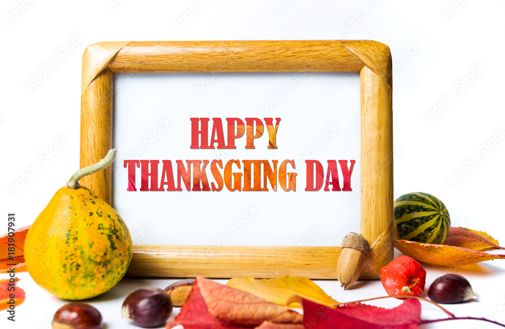 Thanksgiving day background with with note