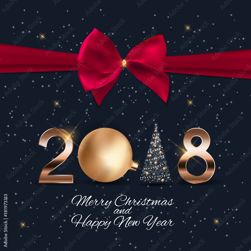 2018 New Year Background with Christmas Ball. Vector Illustration