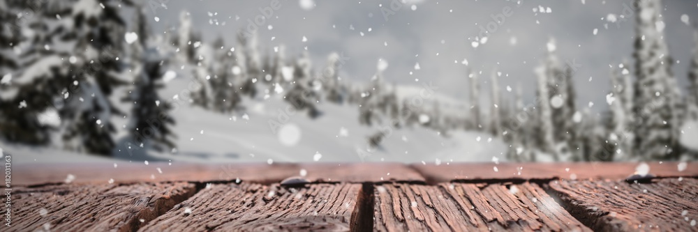 Composite image of snow falling