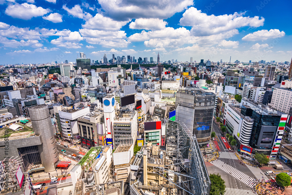 涩谷，东京，日本城市景观。