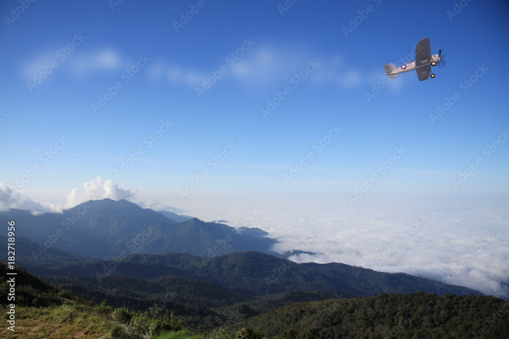 天空中的飞机，旅行和度假的背景，国内或国际航班。3d生病