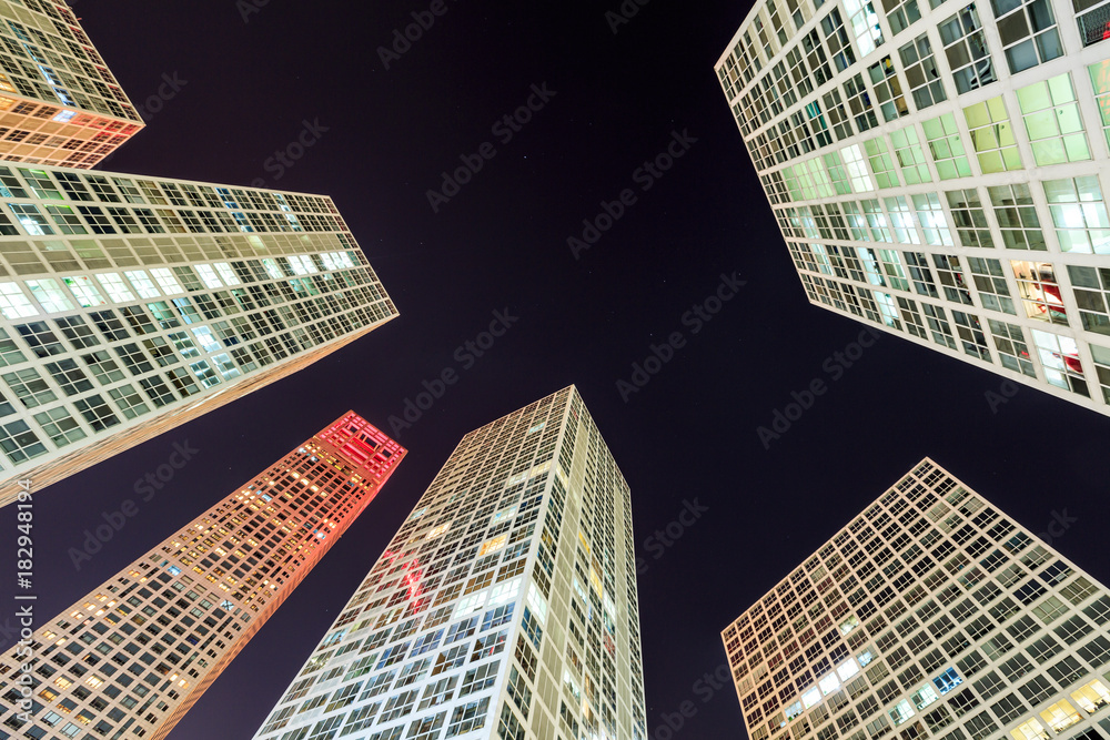 Modern city commercial center skyscrapers scenery in Beijing,low angle shot