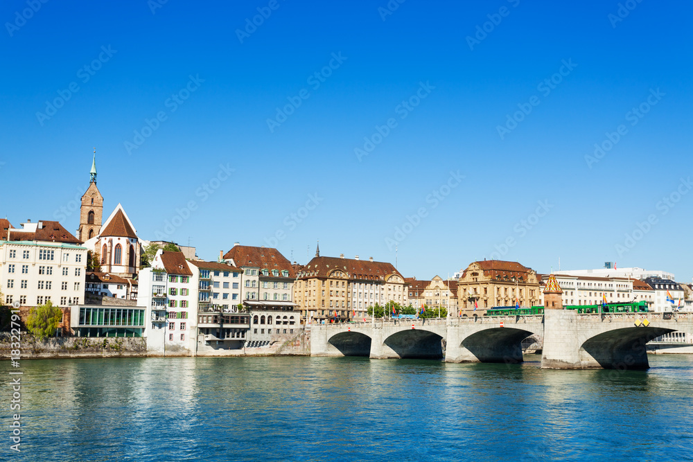 Scenic view of Basel with Middle Bridge in summer