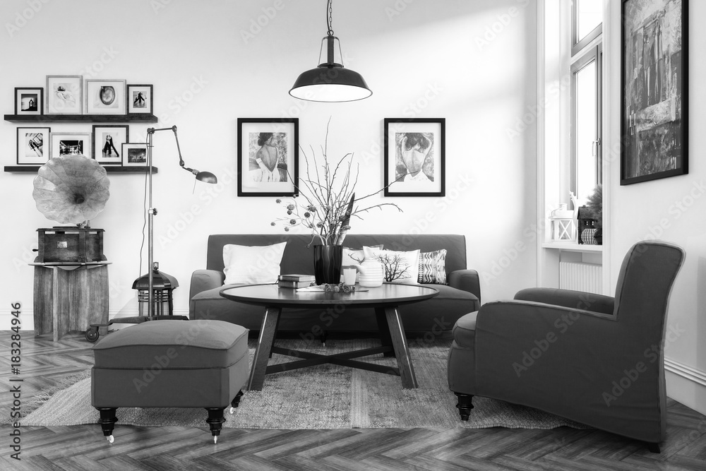 Modern Retro Style Furnishing (B&W)