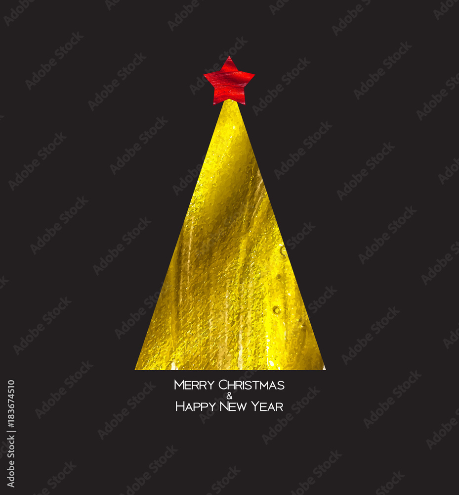 Merry Christmas and New Year Background with Christmas Tree. Vector Illustration 