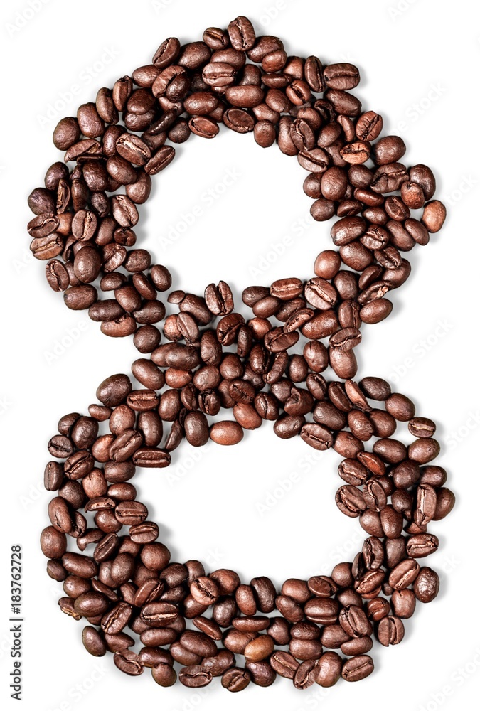 Color photograph of alphabet letter of coffee