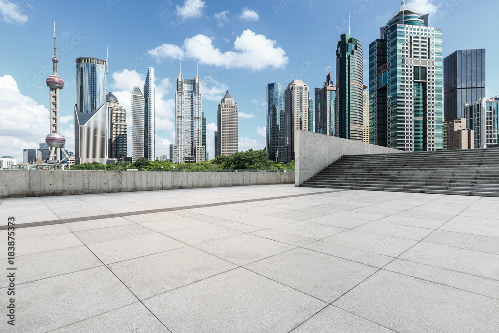 Shanghai city square and modern commercial building scenery,China