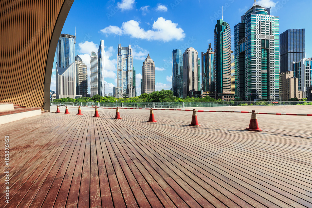 Shanghai city square and modern commercial building scenery,China