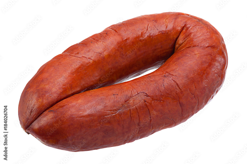 Smoked sausage on white