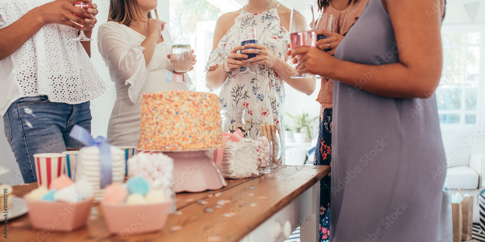 Female friends at baby shower party