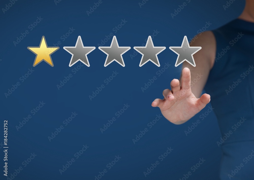 Hand touching rating review one star