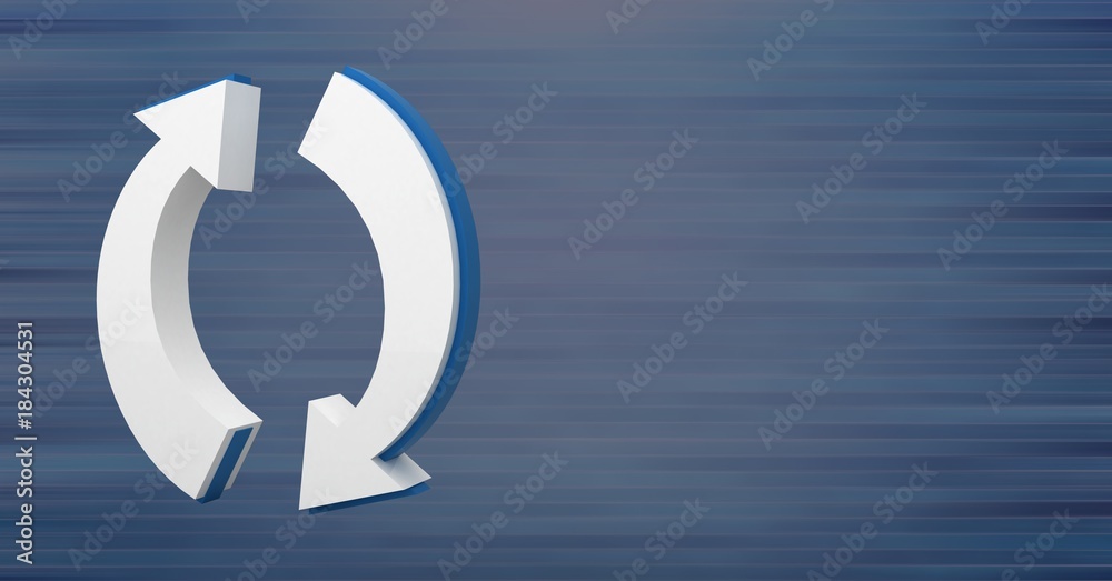 3D refresh arrows icon with blue background