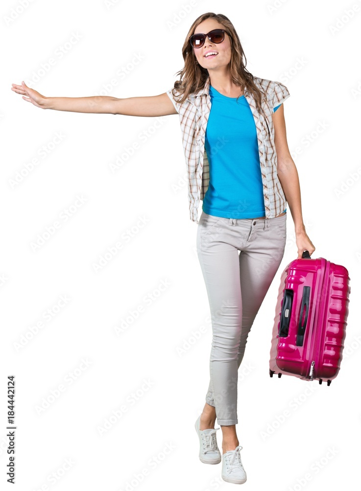 young girl with a suitcase