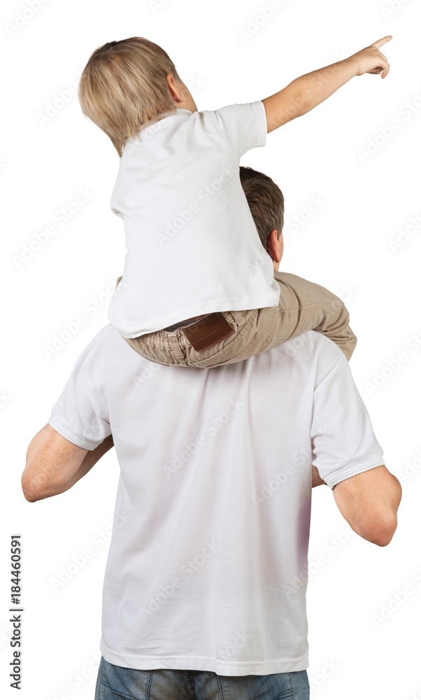 Father Carrying Son on Shoulders