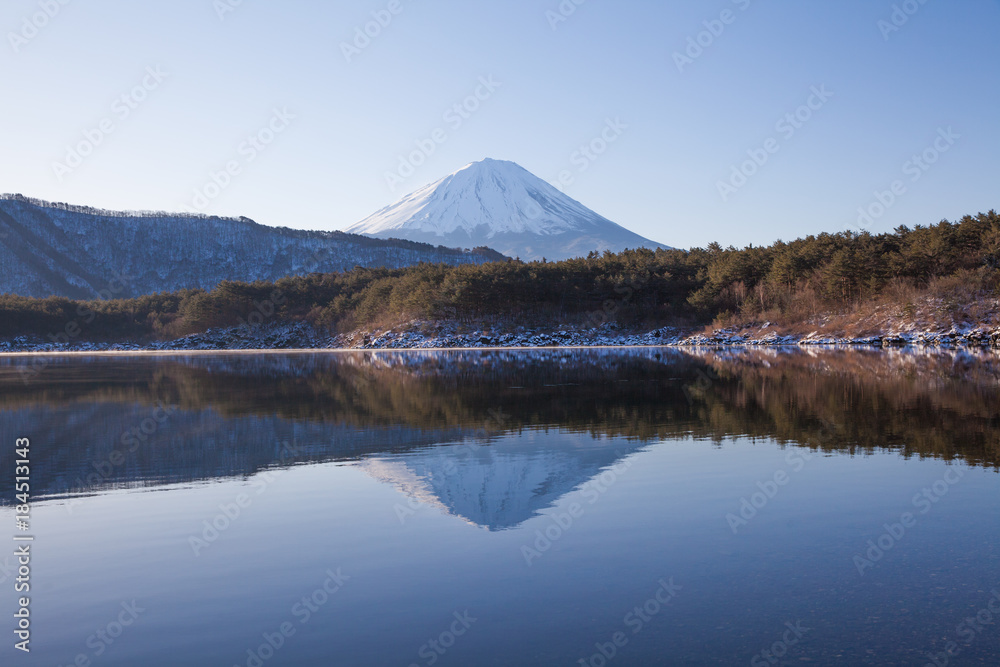 冬季的赛科湖和富士山