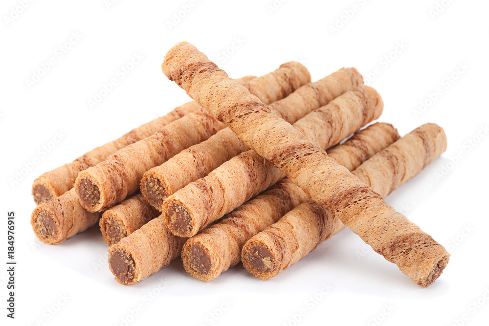 Waffle rolls stick closeup