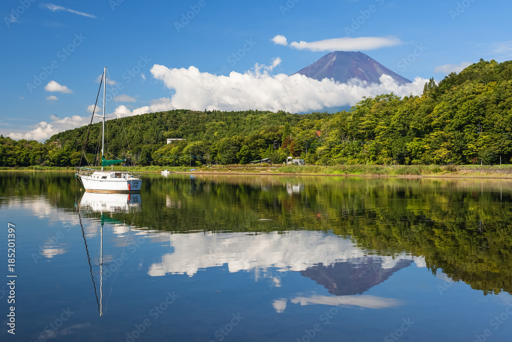 Mt.Fuji and Yamanaka lake in summer season