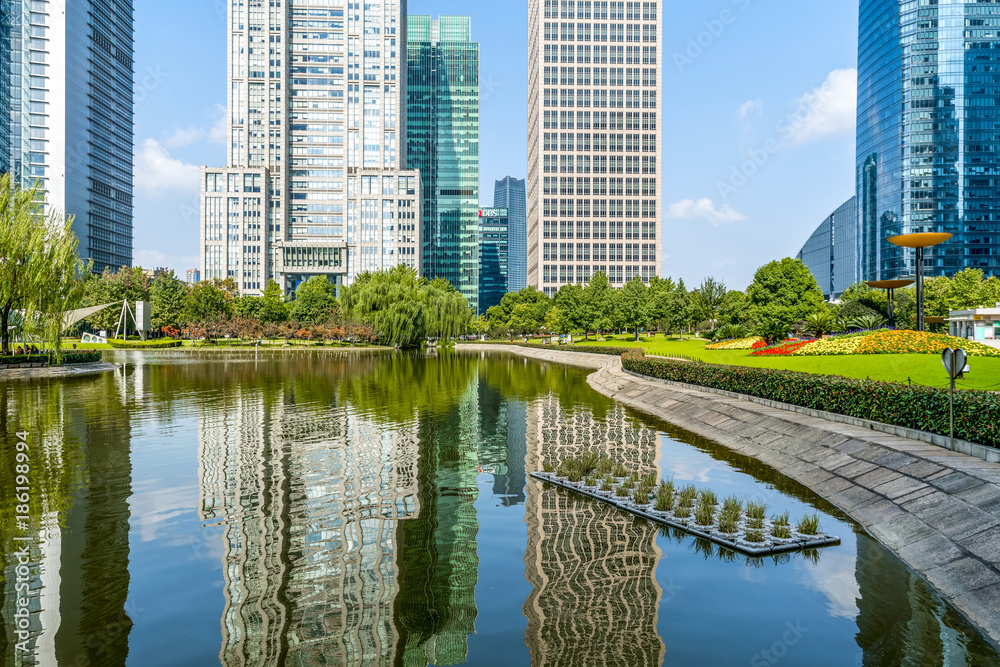 Urban architectural landscape in Lujiazui, Shanghai