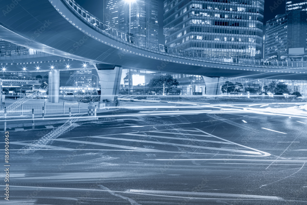 上海建筑景观与城市道路夜景