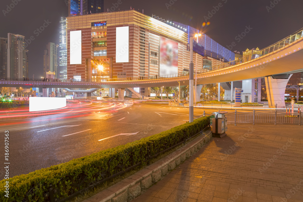 上海建筑景观与城市道路夜景