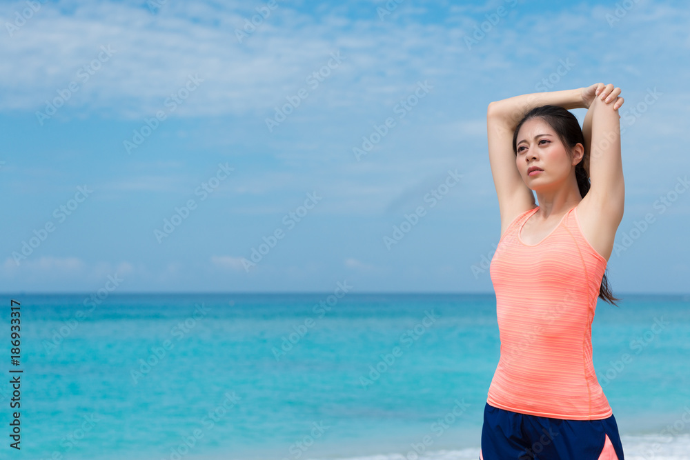 closeup photo of young pretty woman athlete