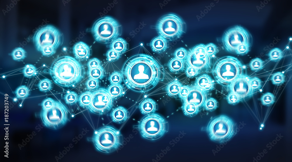 Social media digital interface background 3D rendering