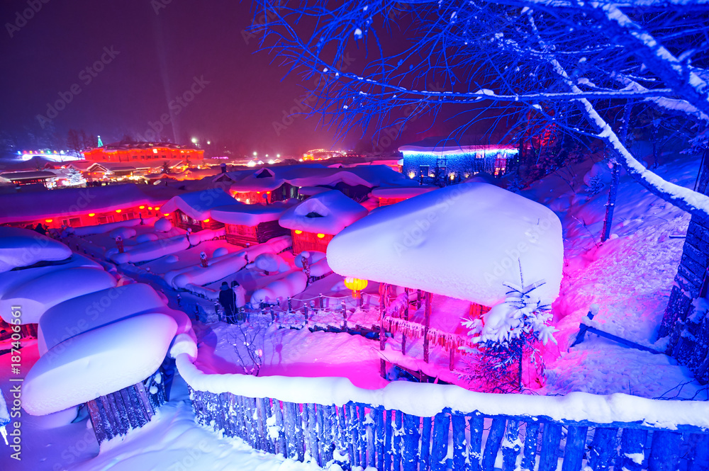 中国雪城夜景