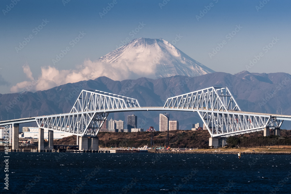 冬季富士山和东京门桥