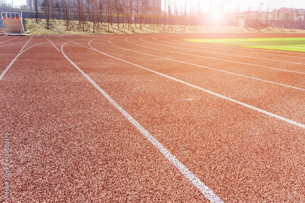 Track and field red plastic runway