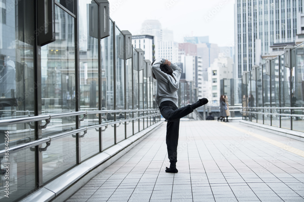 A dancer is crazy and practicing dance