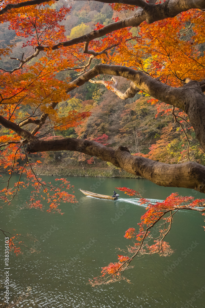 Arashiyama town at kyoto in autumn