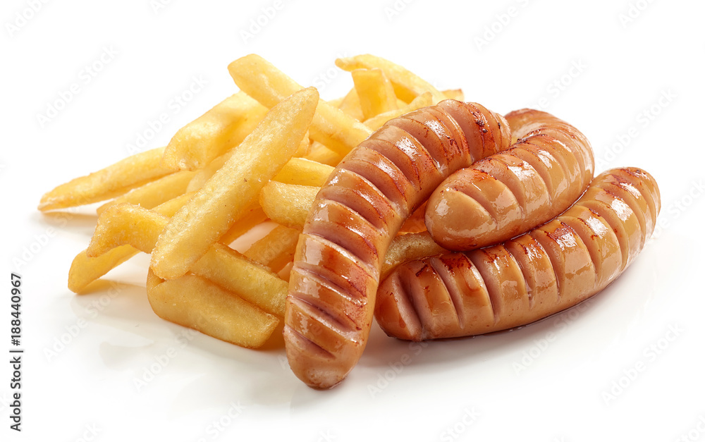 fried potatoes and sausages