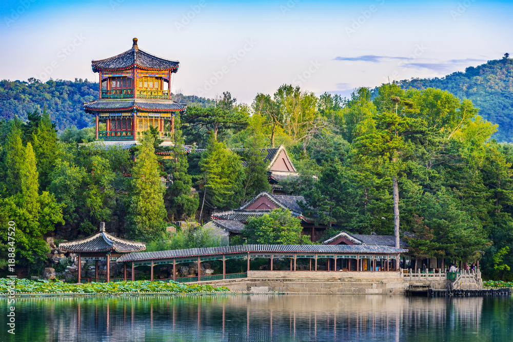 Jinshan Tower (Little Golden Mountain). Located in Chengde Mountain Resort. It is a large complex of