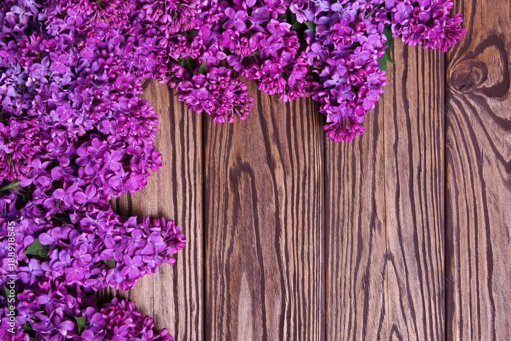 lilac flowers on a old wood