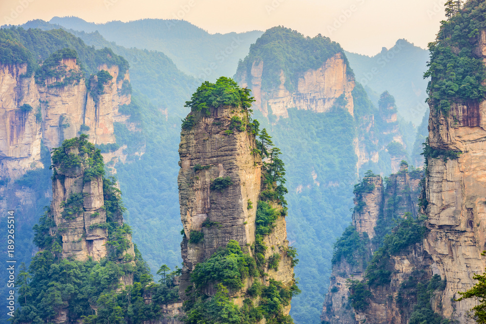 张家界风景。位于中国湖南武陵源风景名胜区。