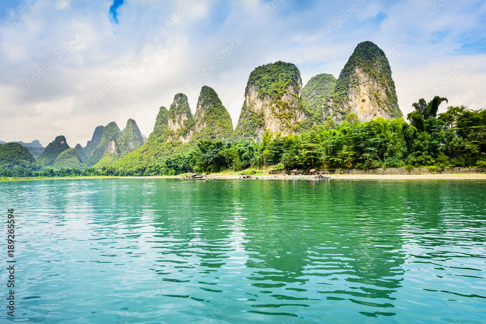 Landscape of Guilin, Li River and Karst mountains. Located in The Ancient Town of Xingping, Yangshuo