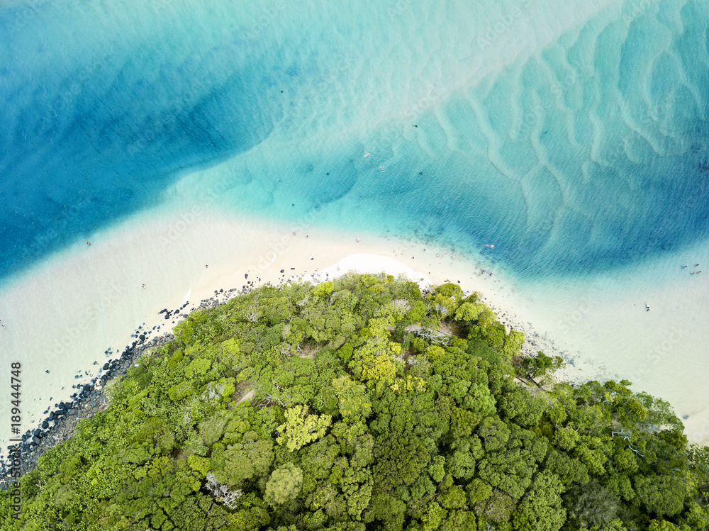 Aerial photographs of the Tallebudgera Creek inlet with Burleigh Heads to the bottom of frame. Gold 