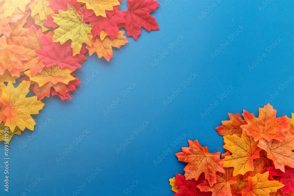 autumn leaf on color texture floor with free copy space for your ideas texts