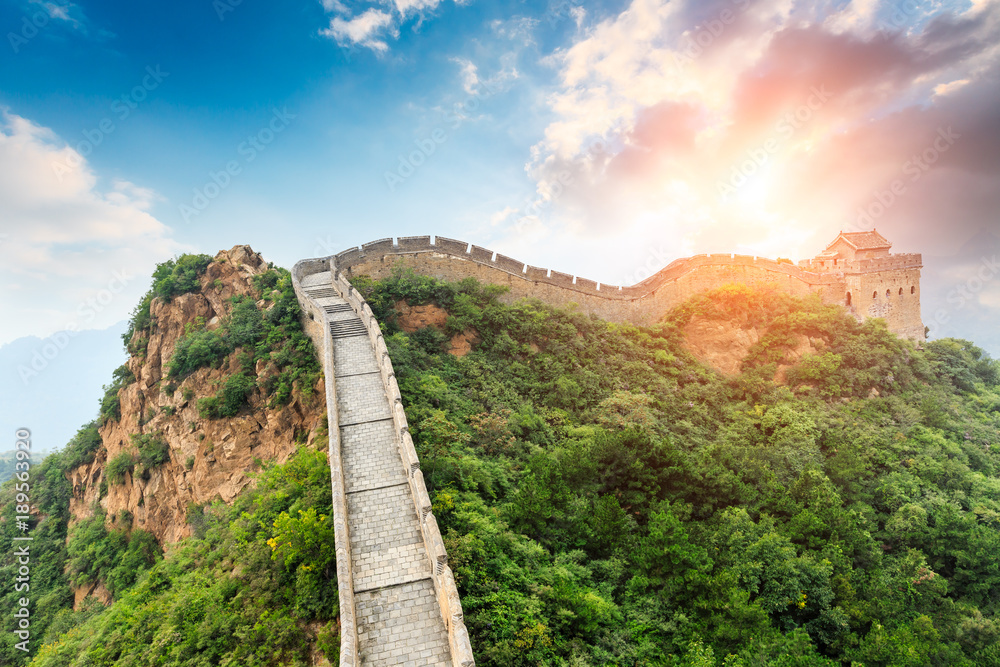 中国长城金山岭段，日落自然景观