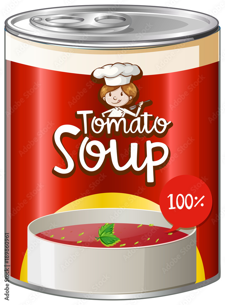 Tomato soup in aluminum can